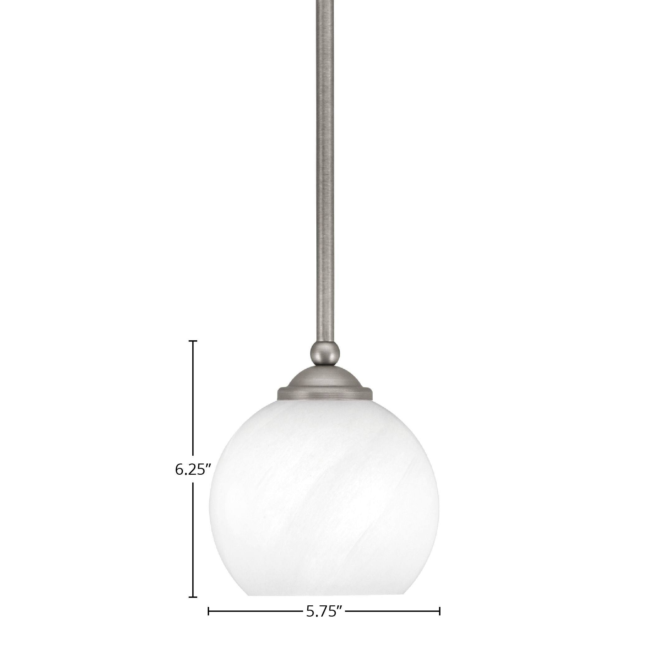 Zilo One Light Mini Pendant in Graphite with 5.75" White Marble Shade