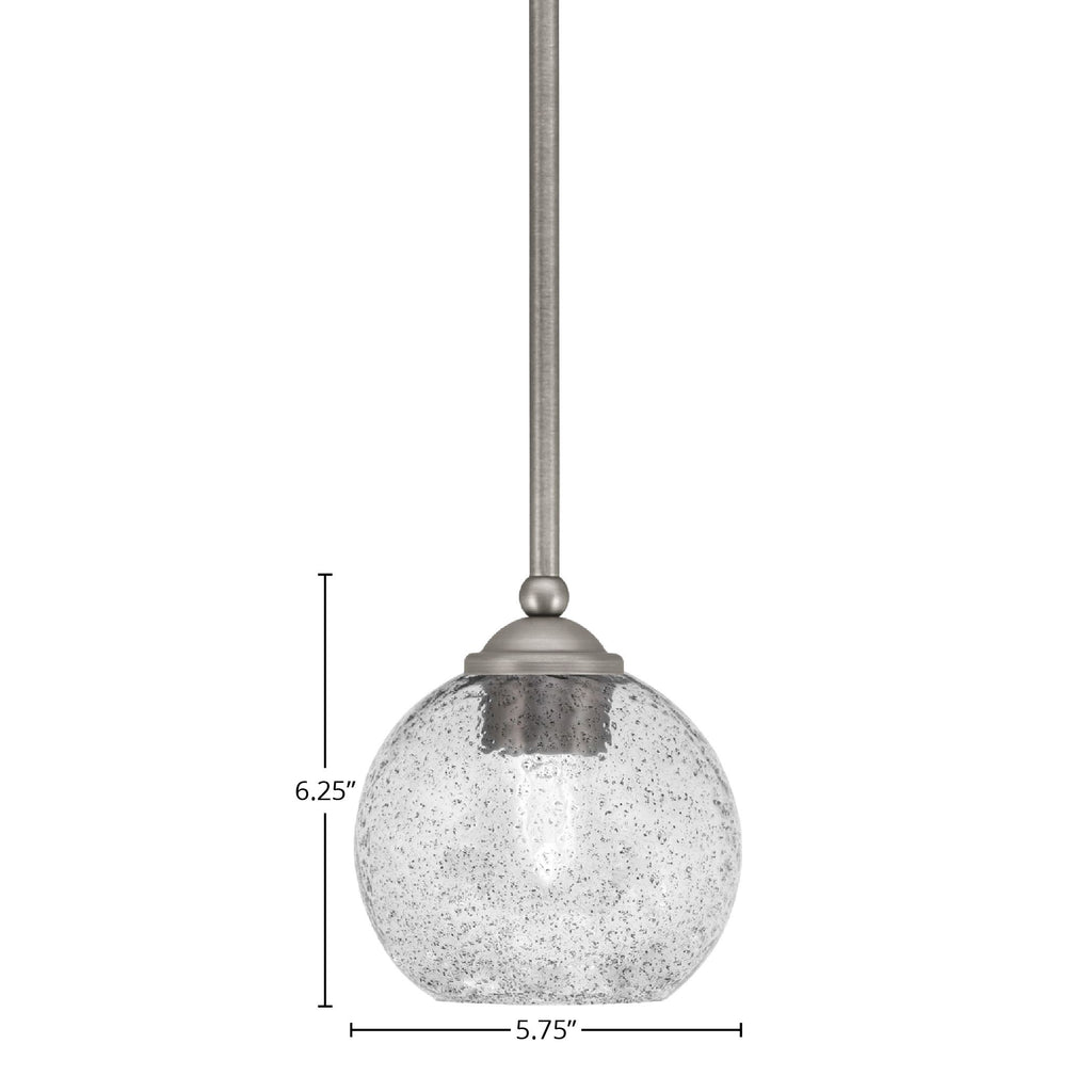 Zilo One Light Mini Pendant in Graphite with 5.75" Smoke Bubble Shade