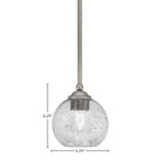 Zilo One Light Mini Pendant in Graphite with 5.75" Smoke Bubble Shade