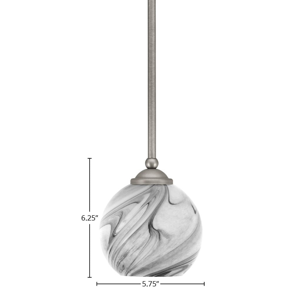 Zilo One Light Mini Pendant in Graphite with 5.75" Onyx Swirl Shade