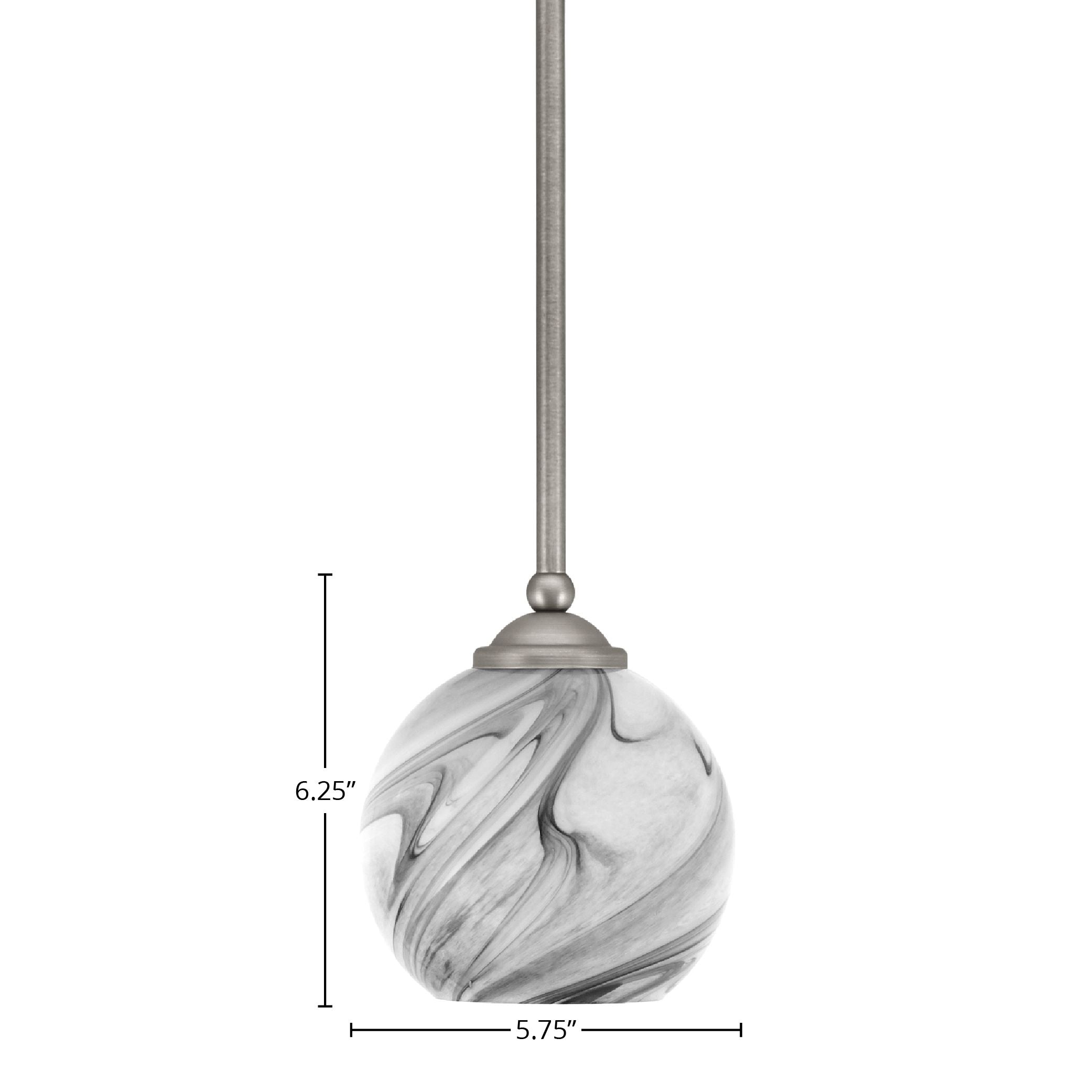Zilo One Light Mini Pendant in Graphite with 5.75" Onyx Swirl Shade