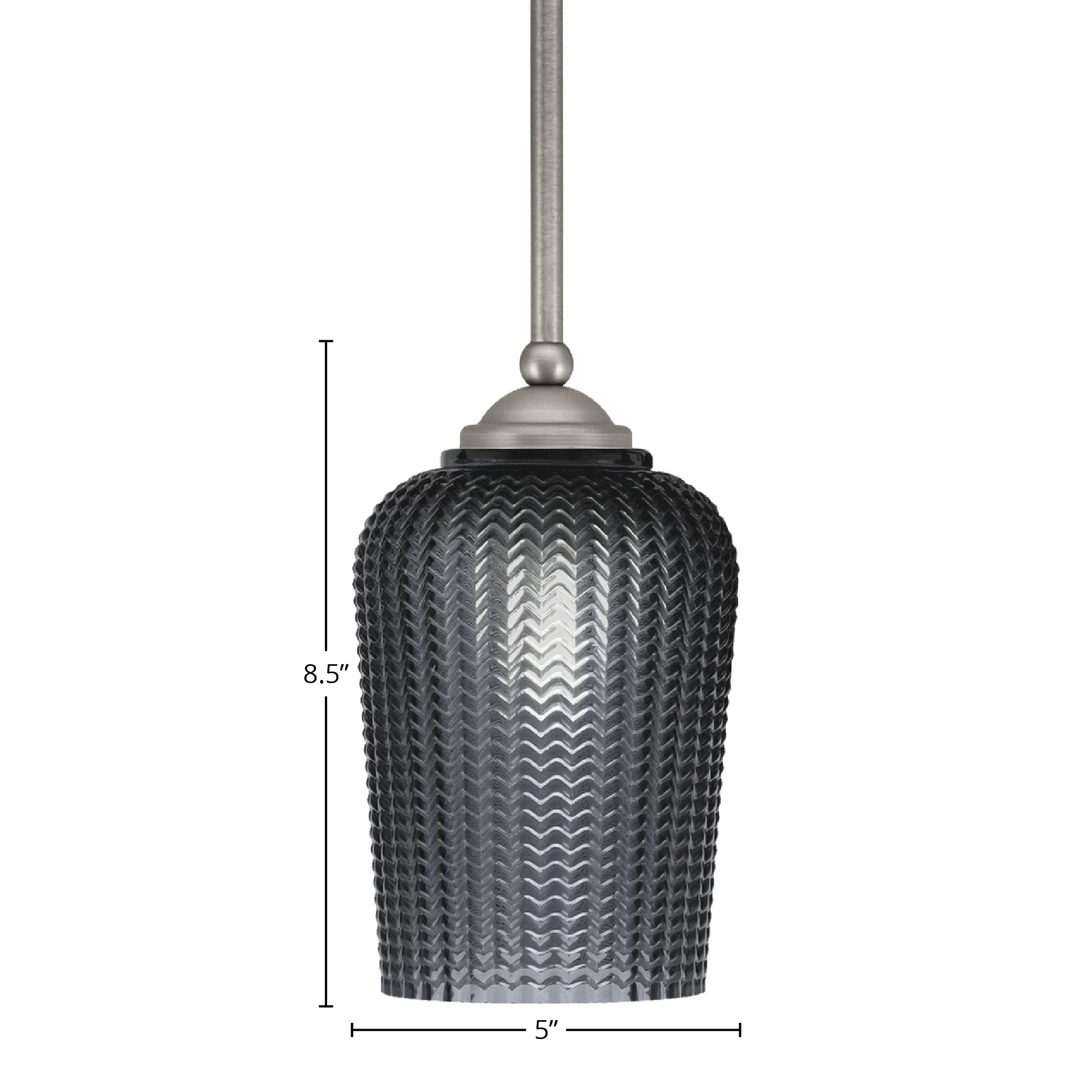 Zilo One Light Mini Pendant in Graphite with 5" Smoke Textured Shade