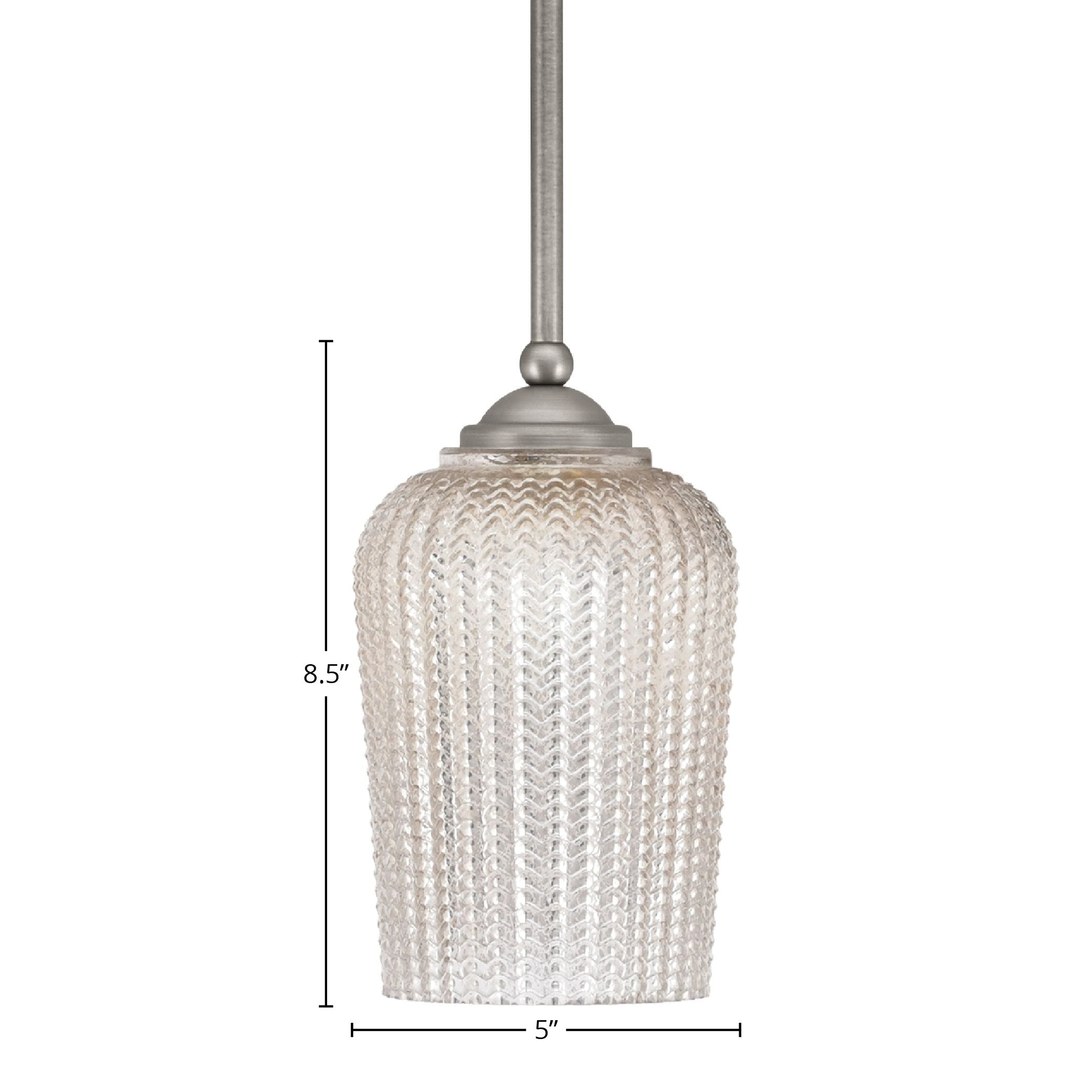 Zilo One Light Mini Pendant in Graphite with 5" Silver Textured Shade