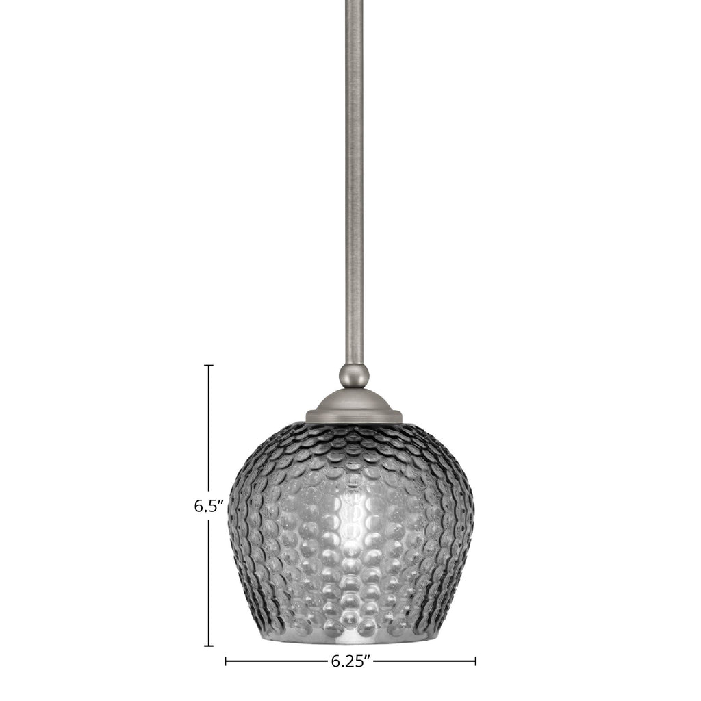 Zilo One Light Mini Pendant in Graphite with 6.5" Smoke Textured Shade