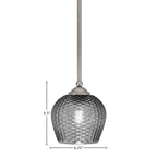 Zilo One Light Mini Pendant in Graphite with 6.5" Smoke Textured Shade