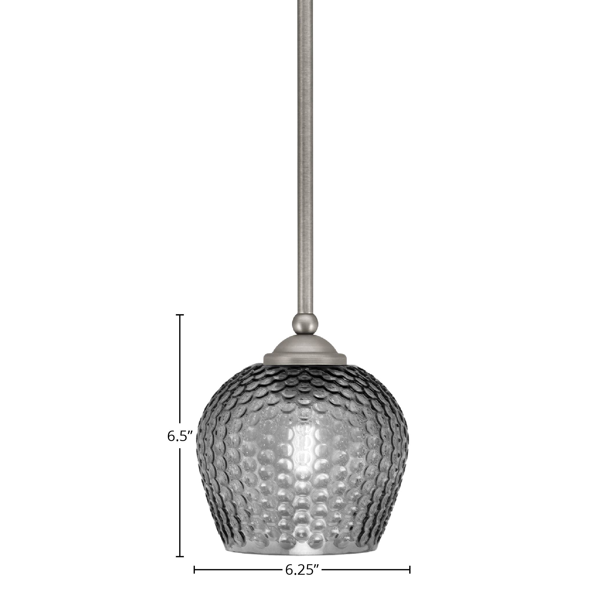 Zilo One Light Mini Pendant in Graphite with 6.5" Smoke Textured Shade