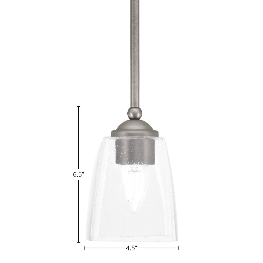 Zilo One Light Mini Pendant in Graphite with 4.5" Square Clear Bubble Shade