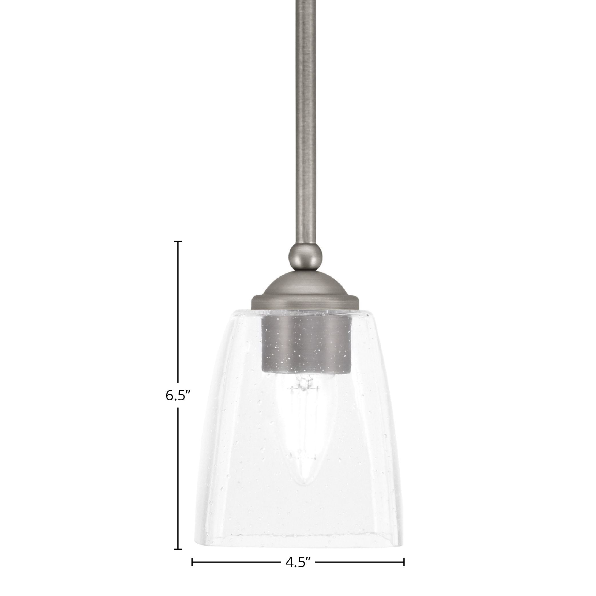Zilo One Light Mini Pendant in Graphite with 4.5" Square Clear Bubble Shade
