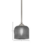 Zilo One Light Mini Pendant in Graphite with 6" Smoke Textured Shade