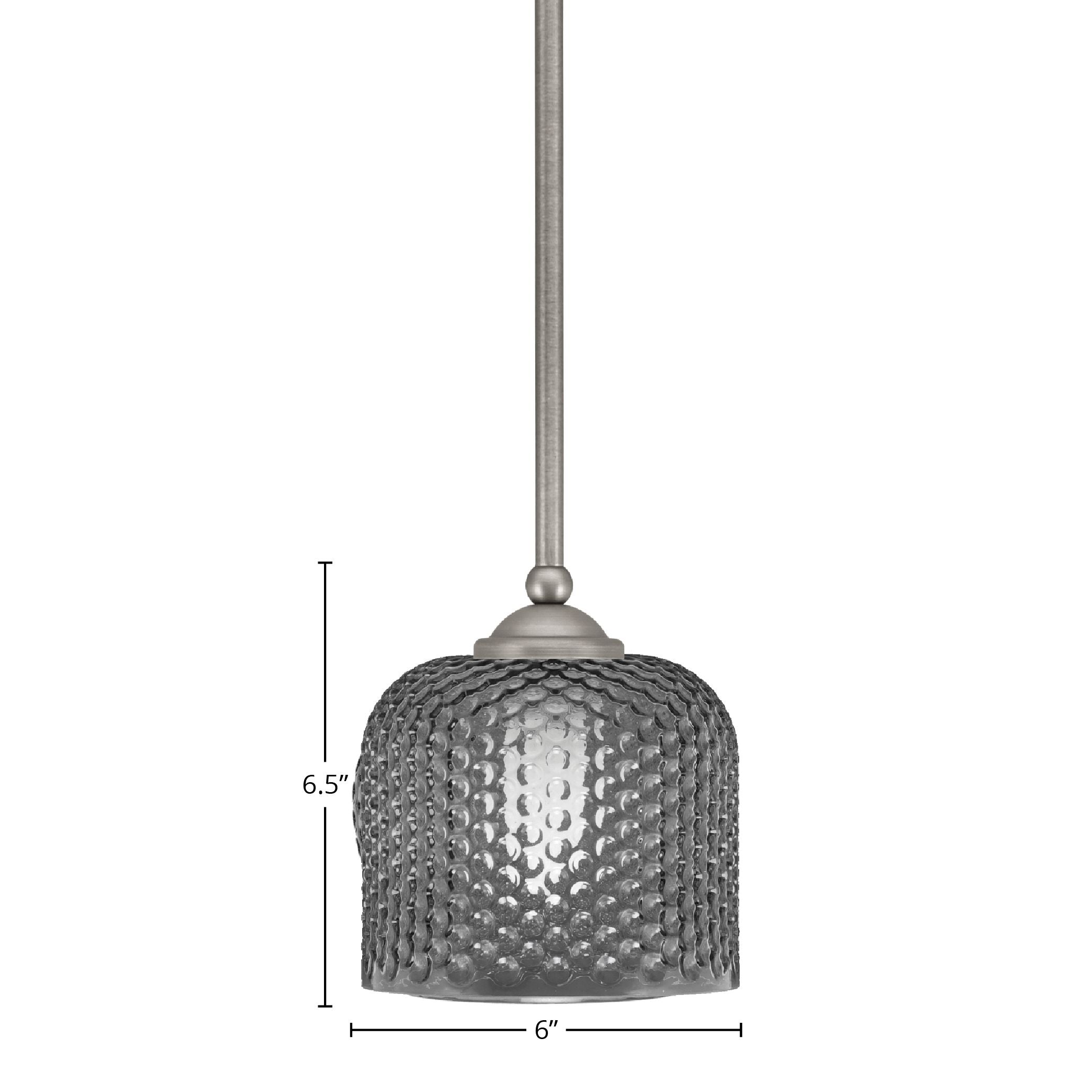 Zilo One Light Mini Pendant in Graphite with 6" Smoke Textured Shade