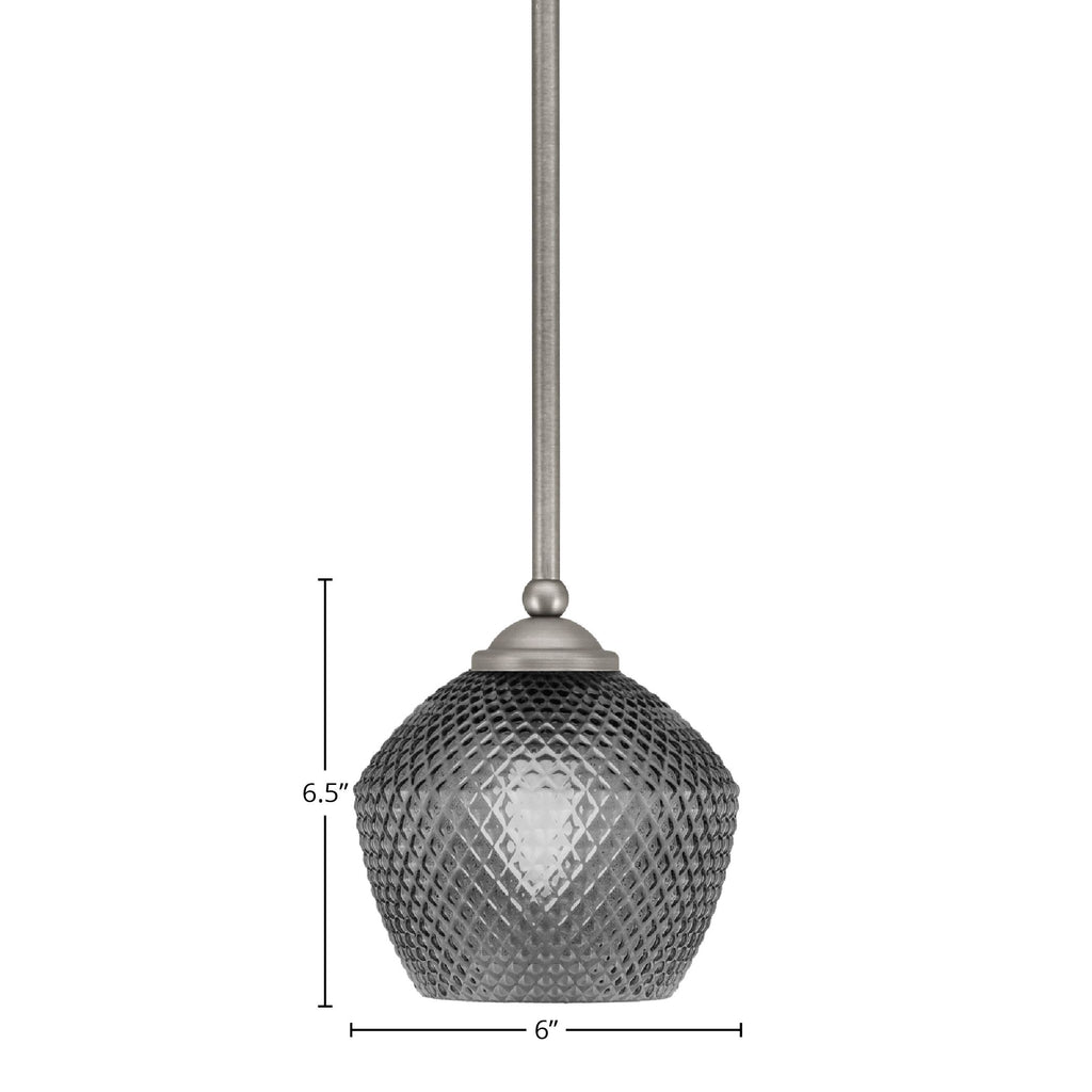 Zilo One Light Mini Pendant in Graphite with 6" Smoke Textured Shade