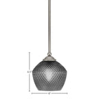 Zilo One Light Mini Pendant in Graphite with 6" Smoke Textured Shade