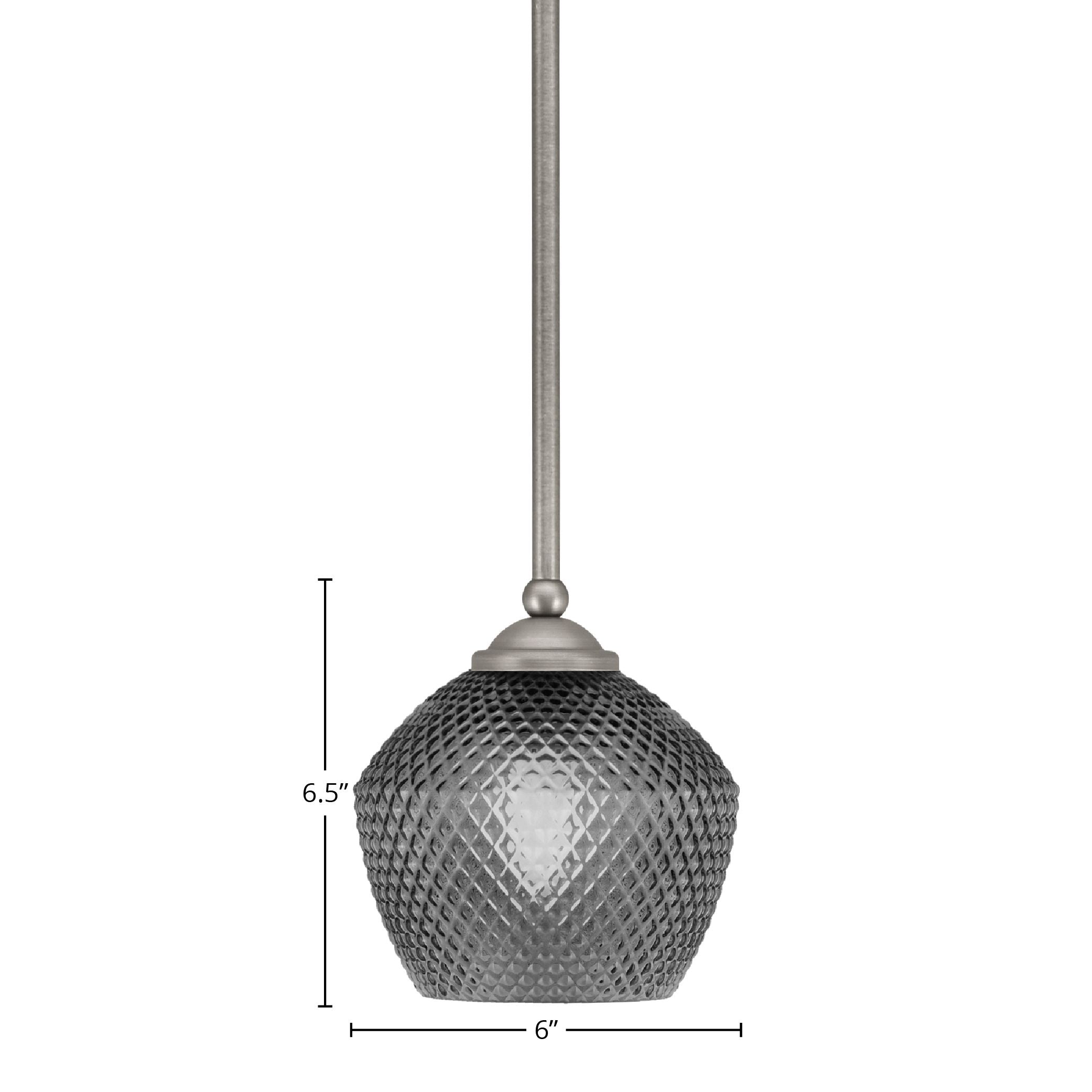 Zilo One Light Mini Pendant in Graphite with 6" Smoke Textured Shade