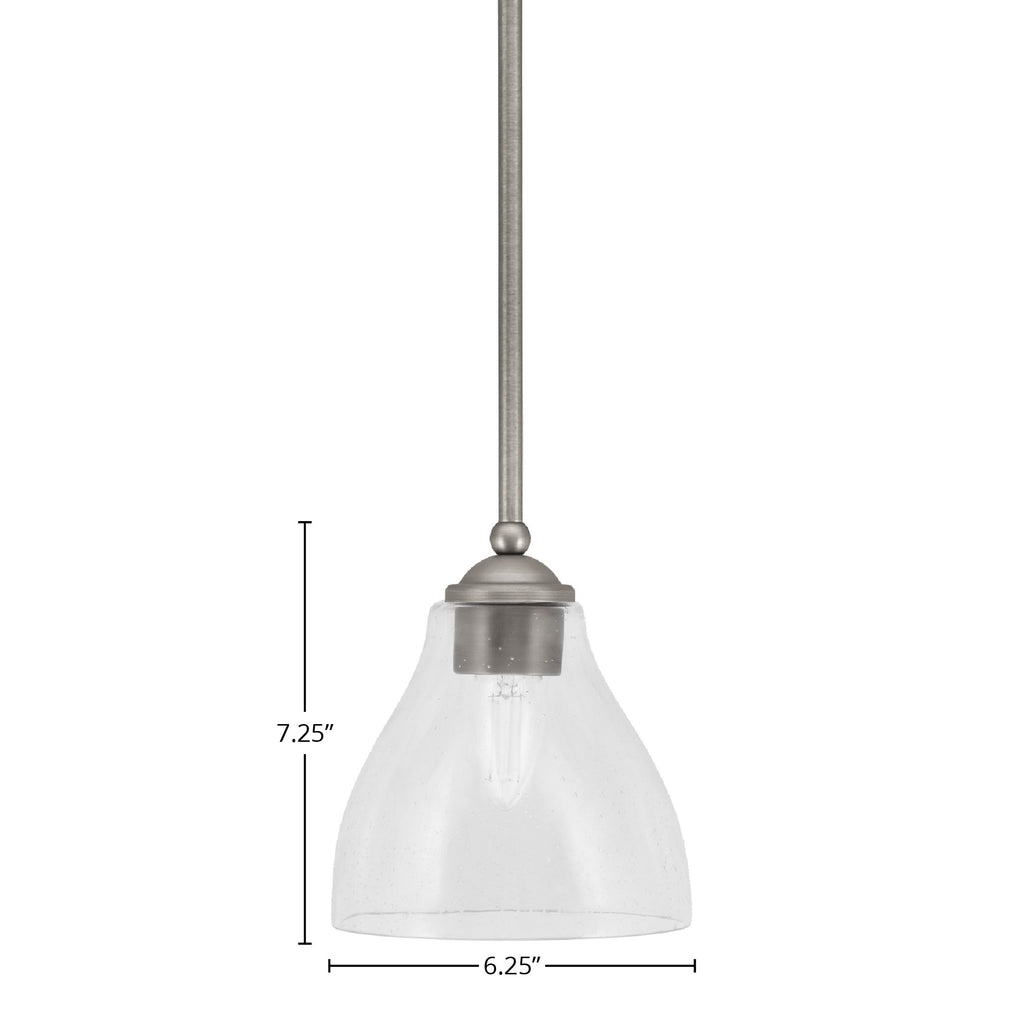Zilo One Light Mini Pendant in Graphite with 6.25" Clear Bubble Shade
