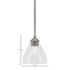 Zilo One Light Mini Pendant in Graphite with 6.25" Clear Bubble Shade