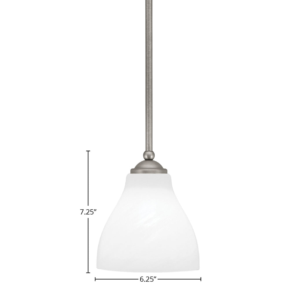 Zilo One Light Mini Pendant in Graphite with 6.25" White Marble Shade