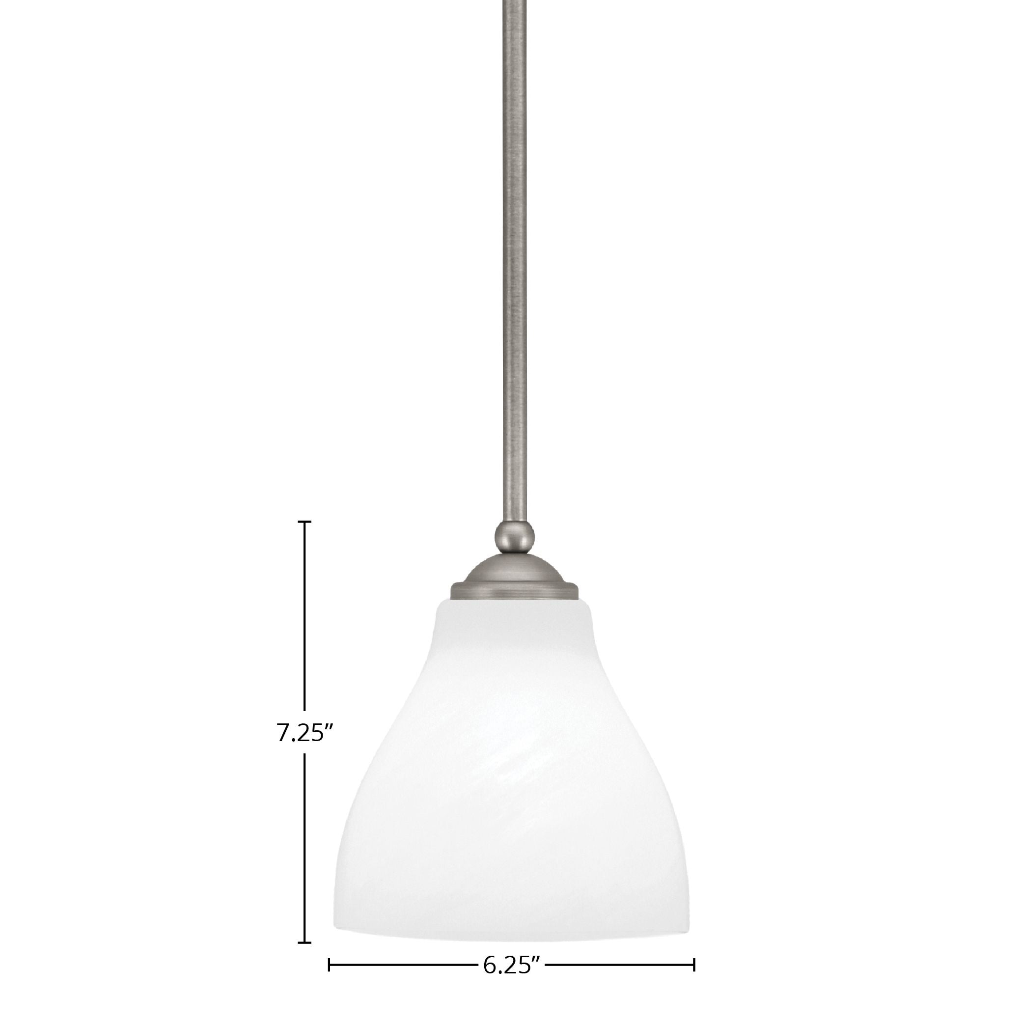 Zilo One Light Mini Pendant in Graphite with 6.25" White Marble Shade