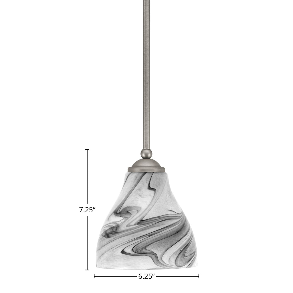 Zilo One Light Mini Pendant in Graphite with 6.25" Onyx Swirl Shade