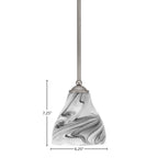 Zilo One Light Mini Pendant in Graphite with 6.25" Onyx Swirl Shade