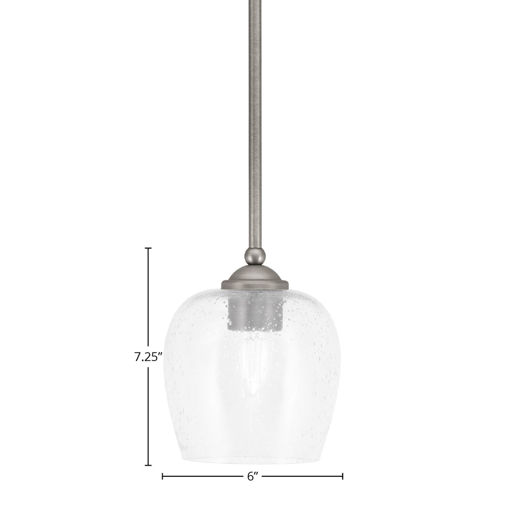 Zilo One Light Mini Pendant in Graphite with 6" Clear Bubble Shade