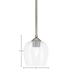 Zilo One Light Mini Pendant in Graphite with 6" Clear Bubble Shade