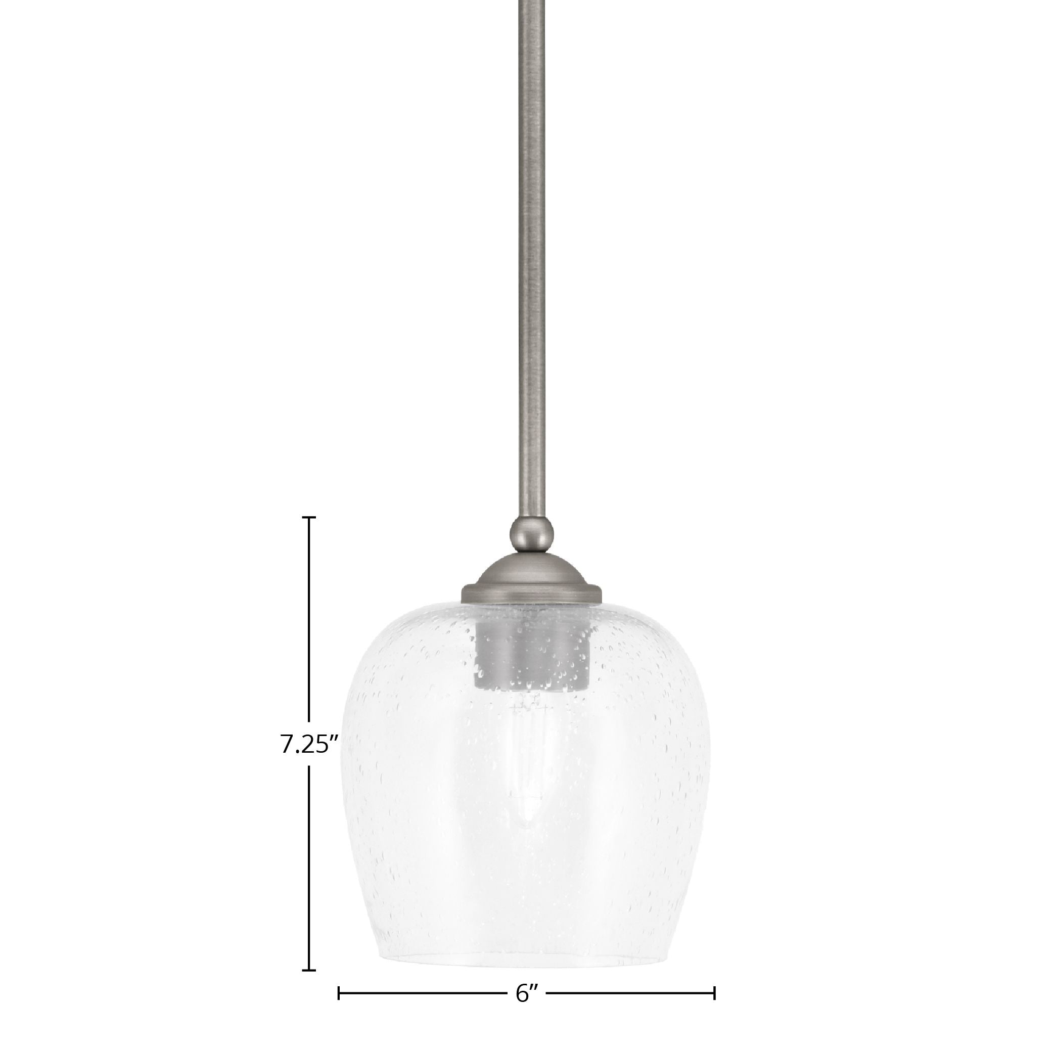 Zilo One Light Mini Pendant in Graphite with 6" Clear Bubble Shade