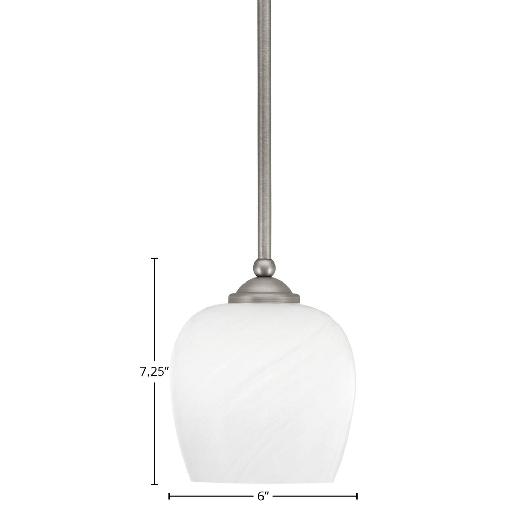 Zilo One Light Mini Pendant in Graphite with 6" White Marble Shade