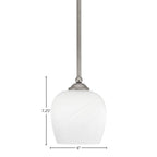 Zilo One Light Mini Pendant in Graphite with 6" White Marble Shade