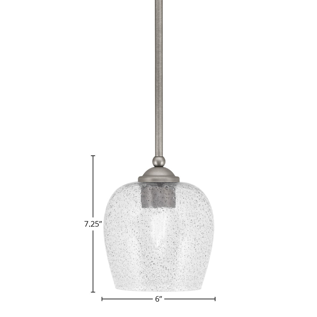 Zilo One Light Mini Pendant in Graphite with 6" Smoke Bubble Shade