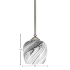 Zilo One Light Mini Pendant in Graphite with 6" Onyx Swirl Shade