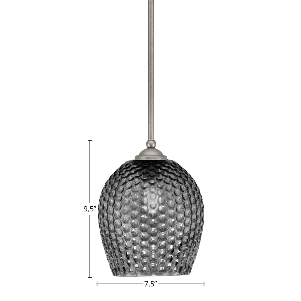 Zilo One Light Mini Pendant in Graphite with 7.5" Smoke Textured Shade