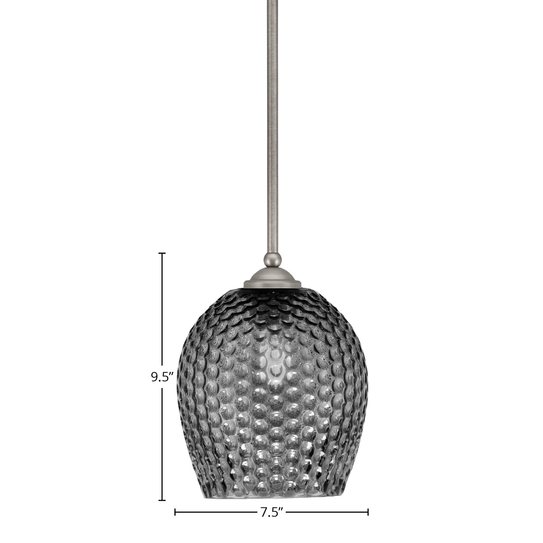 Zilo One Light Mini Pendant in Graphite with 7.5" Smoke Textured Shade