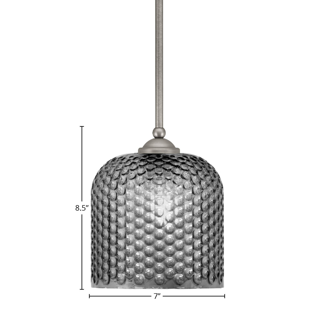 Zilo One Light Mini Pendant in Graphite with 7" Smoke Textured Shade