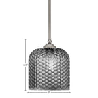 Zilo One Light Mini Pendant in Graphite with 7" Smoke Textured Shade