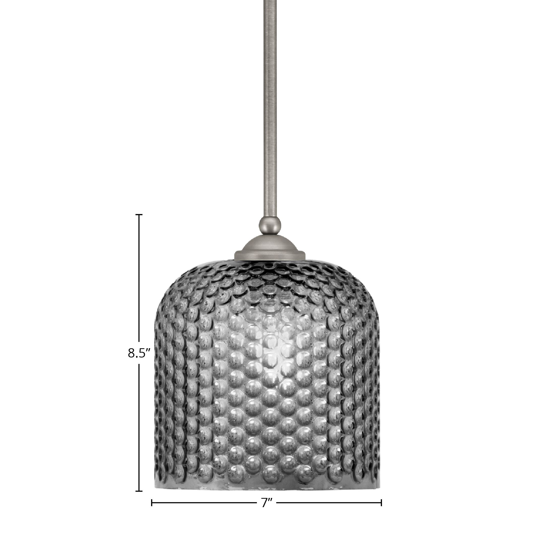 Zilo One Light Mini Pendant in Graphite with 7" Smoke Textured Shade