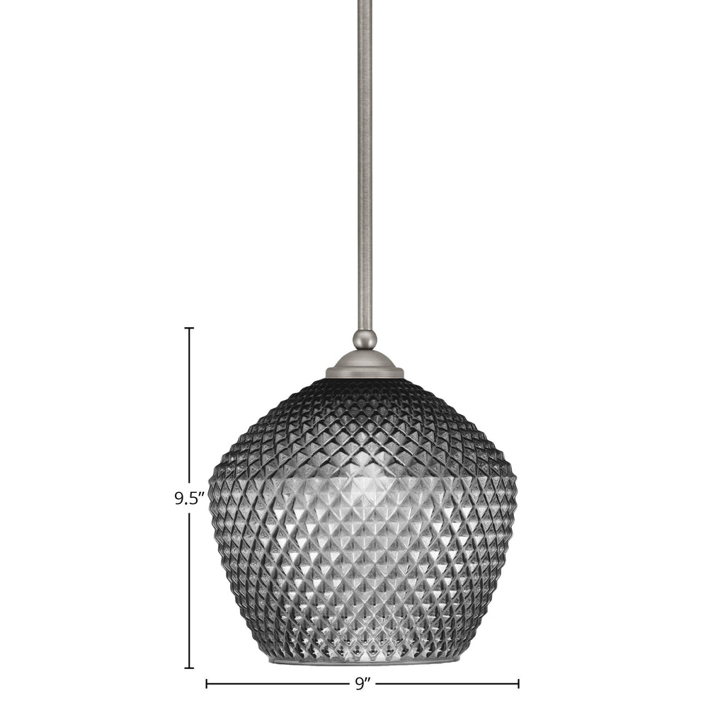Zilo One Light Mini Pendant in Graphite with 9" Smoke Textured Shade