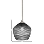 Zilo One Light Mini Pendant in Graphite with 9" Smoke Textured Shade