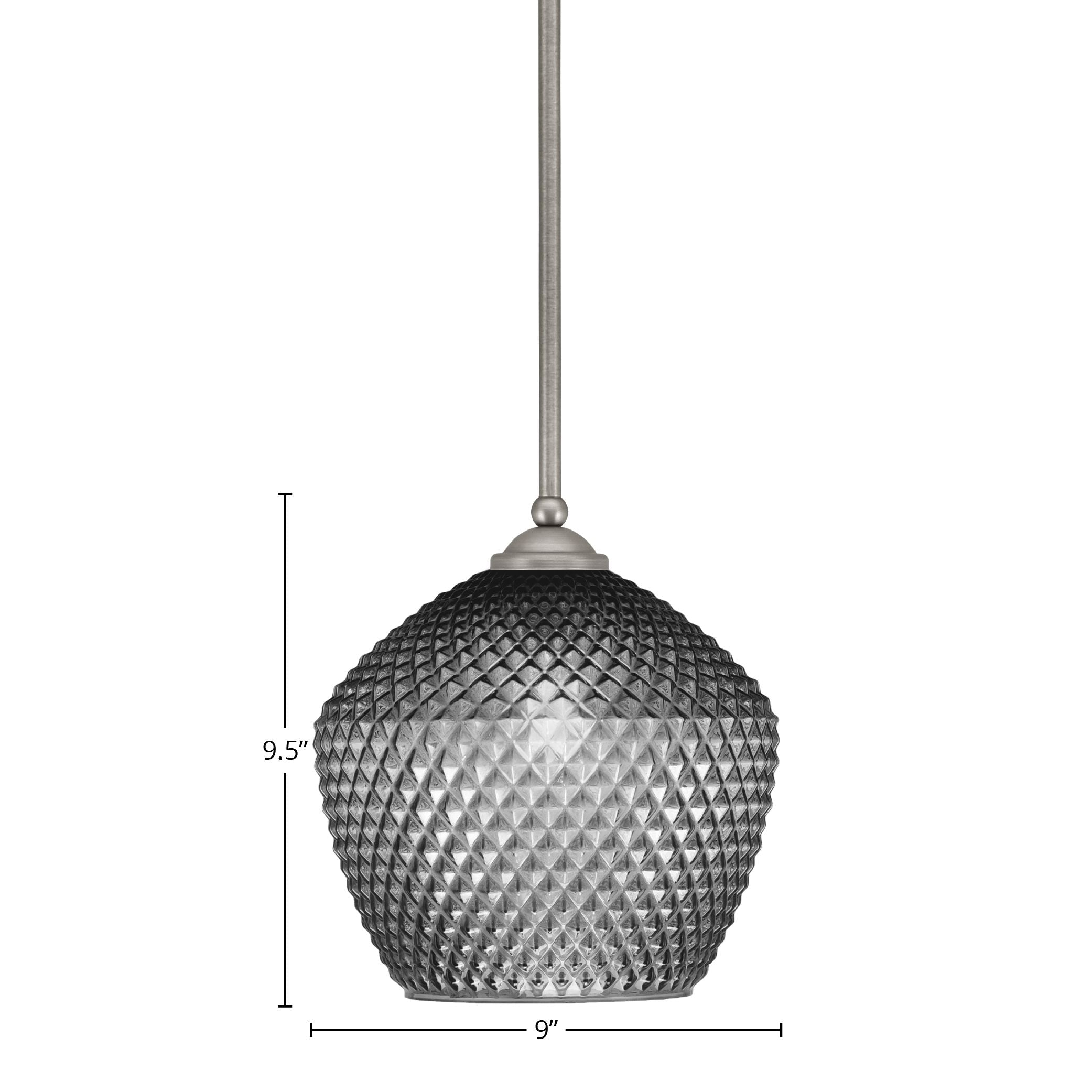 Zilo One Light Mini Pendant in Graphite with 9" Smoke Textured Shade