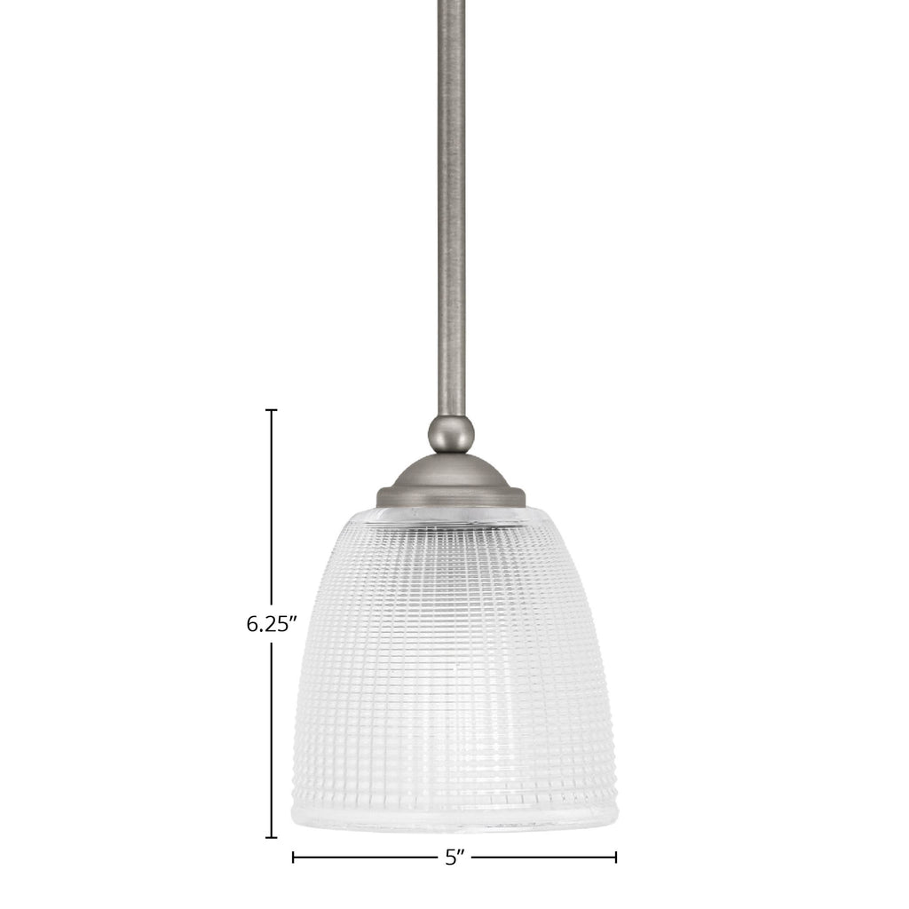 Zilo One Light Mini Pendant in Graphite with 5" Clear Ribbed Shade