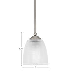 Zilo One Light Mini Pendant in Graphite with 5" Clear Ribbed Shade