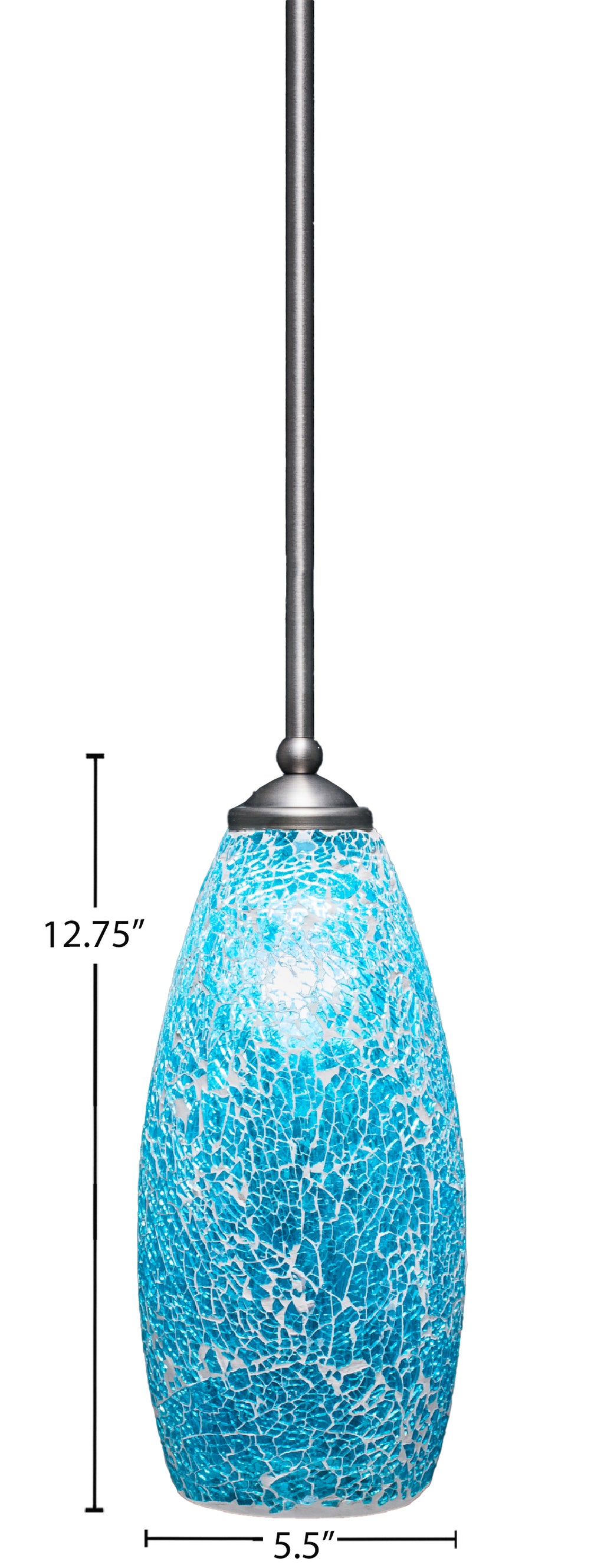 Zilo One Light Mini Pendant in Graphite with 5.5" Turquoise Fusion Shade