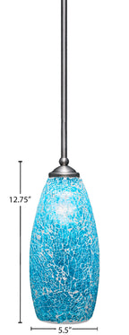 Zilo One Light Mini Pendant in Graphite with 5.5" Turquoise Fusion Shade