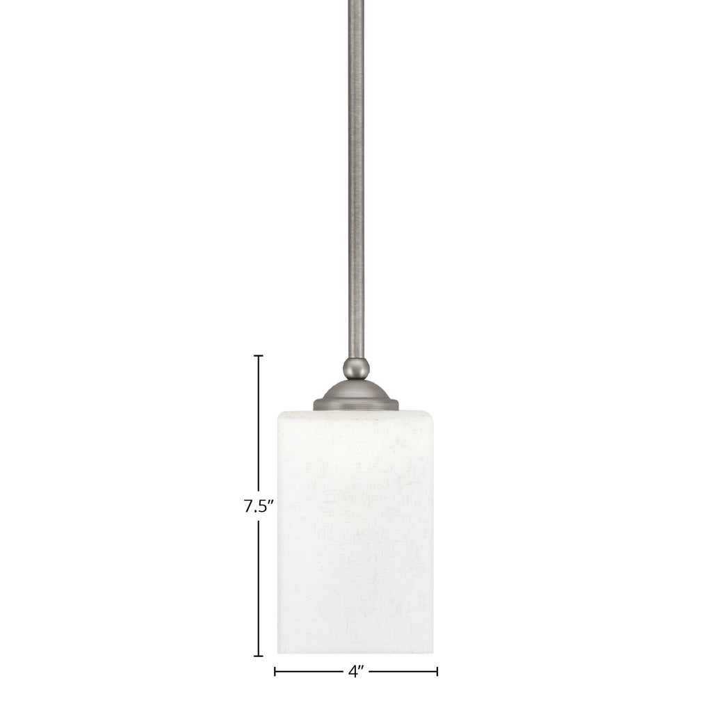 Zilo One Light Mini Pendant in Graphite with 4" Square White Muslin Shade