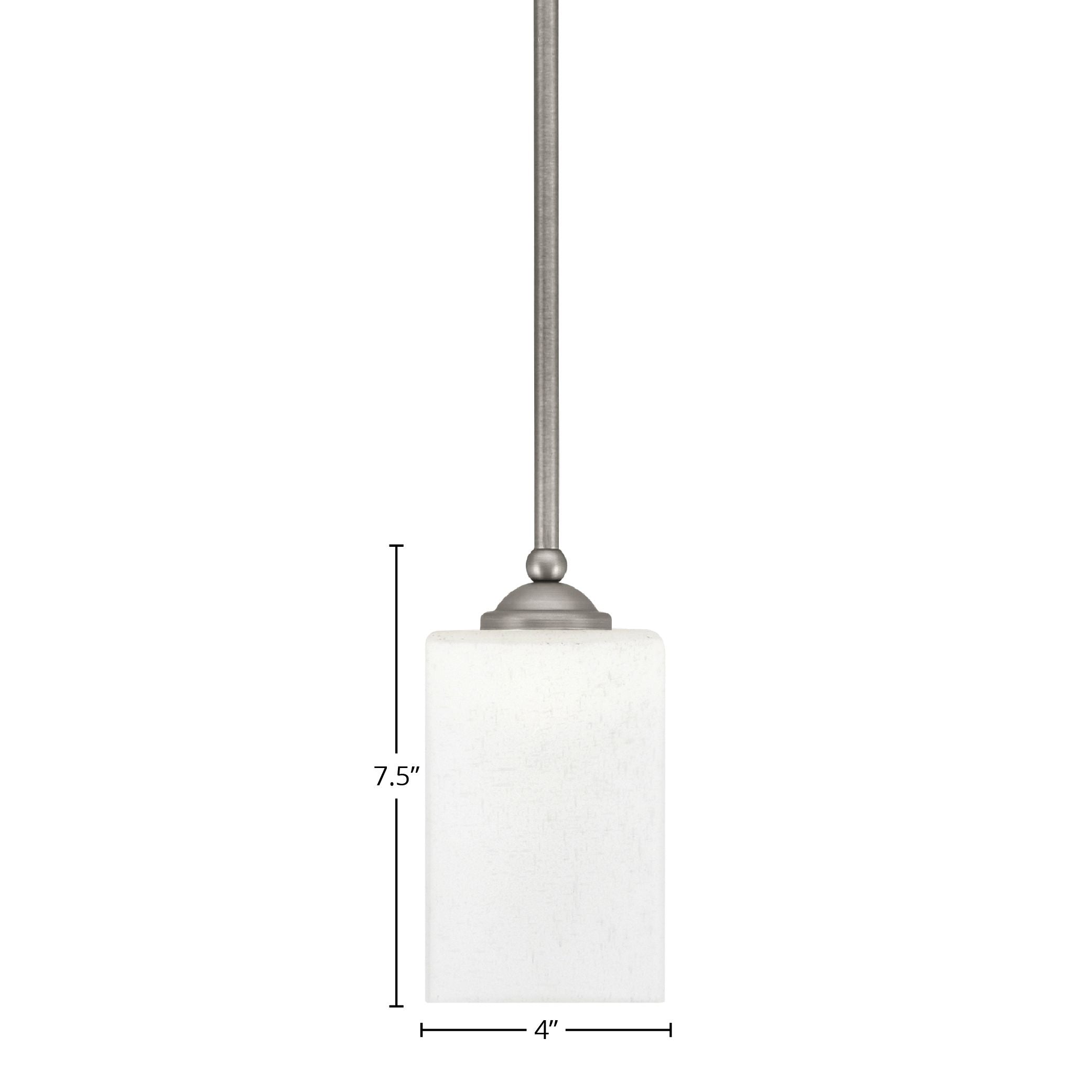 Zilo One Light Mini Pendant in Graphite with 4" Square White Muslin Shade