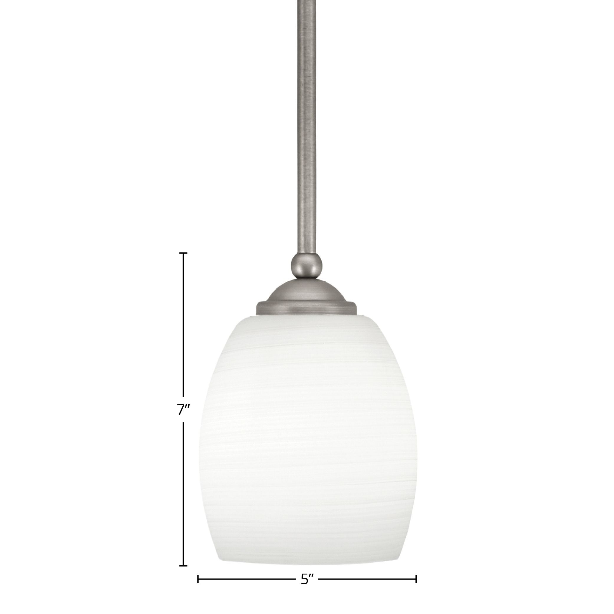 Zilo One Light Mini Pendant in Graphite with 5" White Linen Shade