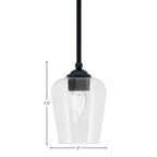 Zilo One Light Mini Pendant in Matte Black with 5" Clear Bubble Shade
