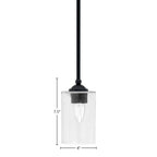 Zilo One Light Mini Pendant in Matte Black with 4" Clear Bubble Shade