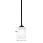 Zilo One Light Mini Pendant in Matte Black with 4" White Marble Shade