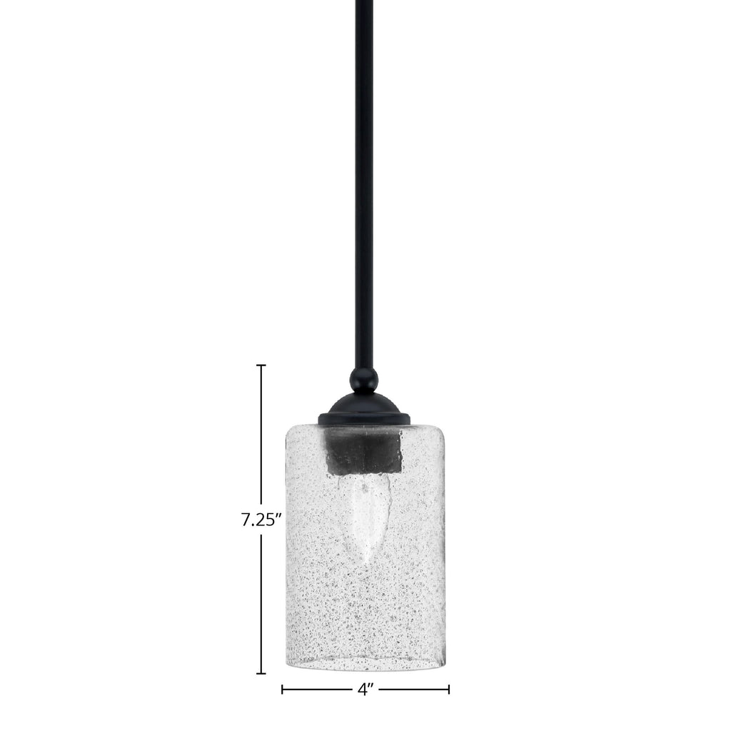Zilo One Light Mini Pendant in Matte Black with 4" Smoke Bubble Shade