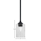 Zilo One Light Mini Pendant in Matte Black with 4" Smoke Bubble Shade